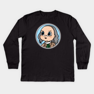 Chibi Ben Franklin Patriot Portrait Kids Long Sleeve T-Shirt